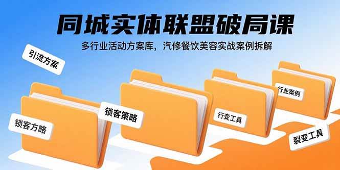 (8.29)同城实体联盟破局课，多行业活动方案库，汽修餐饮美容实战案例拆解