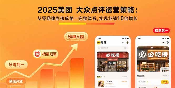 (8.6)2025美团 大众点评运营策略:从零搭建到榜单第一完整体系,实现业绩10倍增长