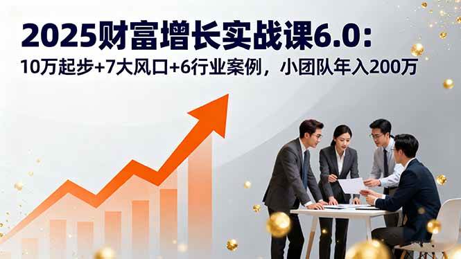 (9.16)2025财富增长实战课6.0：10万起步+7大风口+6行业案例，小团队年入200万