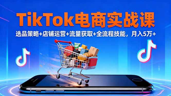 (10.30)TikTok电商实战课10月，选品策略+店铺运营+流量获取+全流程技能，月入5万+