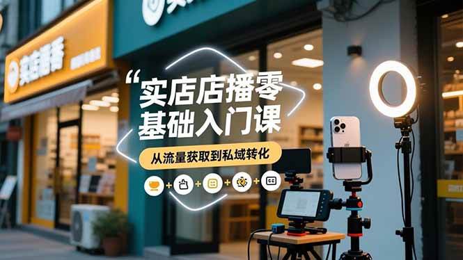 (12.3)实体店播零基础入门课，实体店+短视频+直播+微信生态+私域社群，从流量获取到私域转化