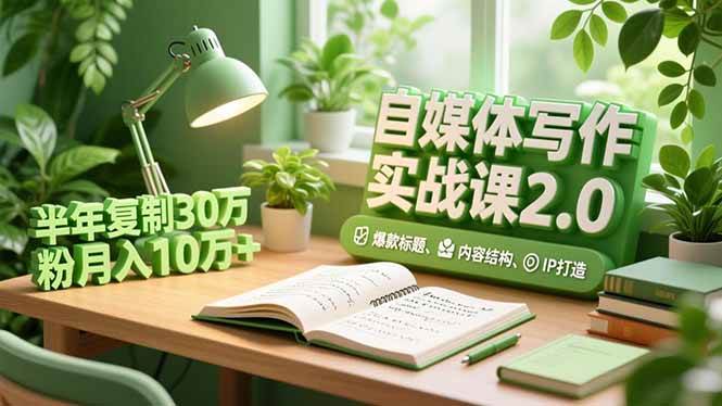 (12.3)自媒体写作实战课2.0，爆款标题、内容结构、IP打造，半年复制30万粉月入10万+
